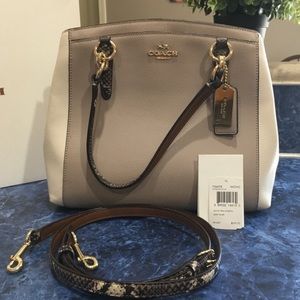 Coach purse with snakeskin & tan strap - lightly used!!
